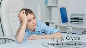  Presentation with tired - Slides featuring tired-and-bored-pretty-young background and a light blue colored foreground