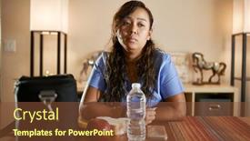  Presentation with stressed nurse - Audience pleasing slide set consisting of tired-and-stressed-filipina-nurse backdrop and a tawny brown colored foreground