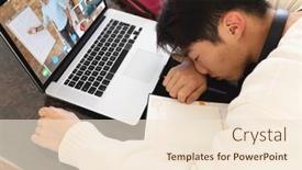  Presentation with technology learning - Presentation design having tired-asian-teenage-boy-sleeping background and a lemonade colored foreground