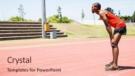  Presentation with tired - Beautiful presentation theme featuring athlete standing on running track backdrop and a lemonade colored foreground