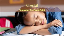  Presentation with school desk - PPT theme featuring tired-biracial-schoolgirl-sitting and a  colored foreground