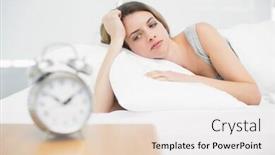  Presentation with tired - Presentation theme having tired-brunette-woman-lying background and a white colored foreground