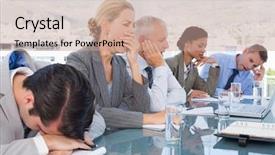  Presentation with tired - Slides with tired business team at conference background and a coral colored foreground