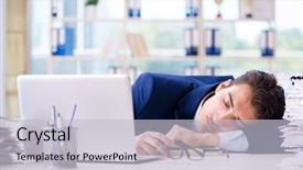  Presentation with hard work - Amazing presentation theme having tired businessman exhausted after hard backdrop and a lemonade colored foreground