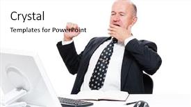  Presentation with floral border over white - Presentation theme consisting of work - tired businessman in office background and a white colored foreground