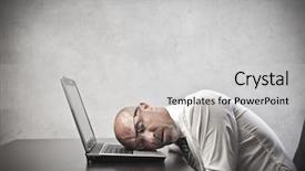  Presentation with tired - Cool new slides with tired businessman sleeping on his backdrop and a light gray colored foreground