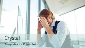  Presentation with anatomical head - Cool new presentation theme with tired businessman touching his head backdrop and a sky blue colored foreground