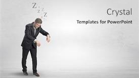  Presentation with sickness - Beautiful theme featuring tired businessman with sleeping sickness going somewhere backdrop and a white colored foreground