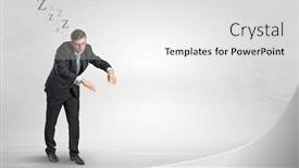  Presentation with sickness - Colorful PPT theme enhanced with tired businessman with sleeping sickness going somewhere backdrop and a white colored foreground