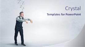  Presentation with sickness - Beautiful slides featuring tired businessman with sleeping sickness going somewhere backdrop and a sky blue colored foreground