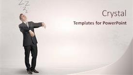  Presentation with sickness - Slide deck having tired businessman with sleeping sickness going somewhere background and a sky blue colored foreground