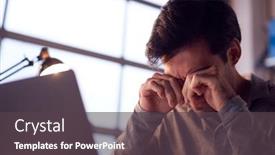  Presentation with tired - PPT layouts having tired-businessman-working-late-using background and a tawny brown colored foreground