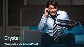  Presentation with ventilation home - Colorful slides enhanced with tired businessman working overtime backdrop and a ocean colored foreground