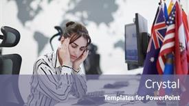  Presentation with desktop - Beautiful slide set featuring tired-casual-business-woman-taking backdrop and a gray colored foreground