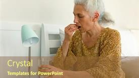  Presentation with tired - PPT layouts enhanced with tired-caucasian-senior-woman-taking background and a  colored foreground