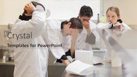  Presentation with waiting - Amazing slide deck having tired-chefs-team-waiting backdrop and a mint green colored foreground