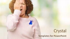  Presentation with face pain - Presentation design enhanced with tired covering half face eye background and a cream colored foreground