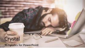  Presentation with tired - Theme featuring tired creative editor holding disposable background and a coral colored foreground