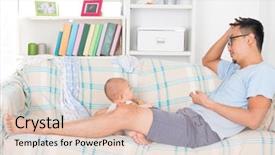  Presentation with naughty boy - Slide deck featuring tired daddy and naughty baby background and a lemonade colored foreground