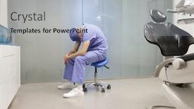  Presentation with tired - Slide deck featuring stool having break waiting background and a light blue colored foreground