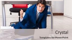  Presentation with tired - PPT theme enhanced with tired exhausted businessman working overtime background and a light gray colored foreground