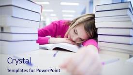  Presentation with cognitive development of high school learners - Slides having tired exhausted pretty female student background and a sky blue colored foreground