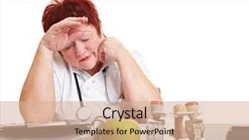  Presentation with physician burnout - Cool new slides with tired female physician with burnout backdrop and a coral colored foreground