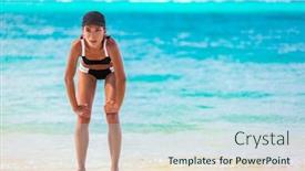  Presentation with heat stroke - Slide set having tired-fit-athlete-woman-breathing background and a sky blue colored foreground