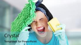  Presentation with tired - Presentation design featuring tired frustrated and exhausted cleaning background and a light blue colored foreground