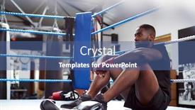  Presentation with boxing ring - Audience pleasing slides consisting of tired-male-boxer-sitting backdrop and a ocean colored foreground