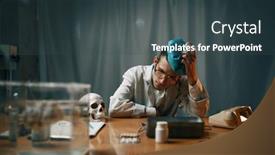  Presentation with mental hospital - Presentation theme enhanced with tired male psychiatrist mental hospital background and a ocean colored foreground