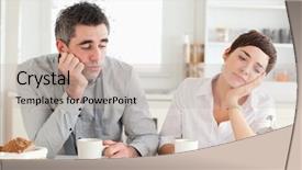  Presentation with chocholate and coffee - Beautiful slides featuring tired man - exhausted couple drinking coffee backdrop and a  colored foreground