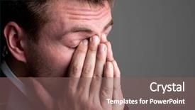  Presentation with sad - Audience pleasing slides consisting of tired man - exhausted sad businessman covering his backdrop and a violet colored foreground