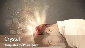  Presentation with thoughts - Audience pleasing PPT layouts consisting of tired man - young depressed business person laying backdrop and a coral colored foreground