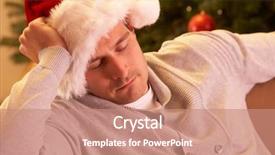  Presentation with christmas tree - Colorful presentation enhanced with tired man relaxing in front of christmas tree backdrop and a coral colored foreground