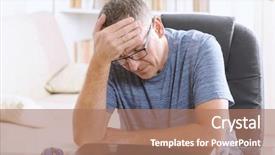  Presentation with home office - Presentation theme enhanced with tired man sitting at home background and a coral colored foreground