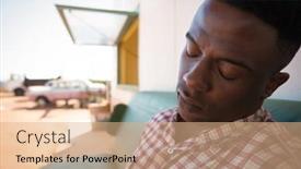  Presentation with petrol station - Colorful theme enhanced with tired-man-sleeping-at-petrol backdrop and a coral colored foreground