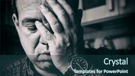  Presentation with sad - Audience pleasing slides consisting of tired man with a wrist backdrop and a ocean colored foreground