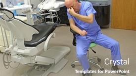  Presentation with eyes - Beautiful slide deck featuring tired-mature-dentist-with-eyes backdrop and a gray colored foreground