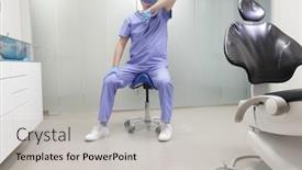  Presentation with eyes - Colorful PPT layouts enhanced with tired-middle-age-dentist backdrop and a light gray colored foreground