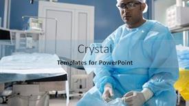  Presentation with operating room - Amazing theme having tired-professional-male-surgeon backdrop and a light blue colored foreground