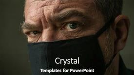  Presentation with medical face mask - PPT theme enhanced with tired-sad-man background and a black colored foreground