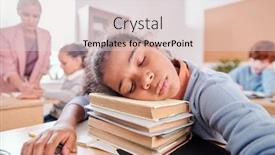  Presentation with classmates - Colorful slide set enhanced with tired-schoolgirl-in-casualwear-keeping backdrop and a lemonade colored foreground