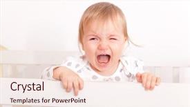  Presentation with baby crying - Presentation with tired screaming crying little baby background and a lemonade colored foreground