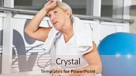  Presentation with woman menopause - Beautiful PPT theme featuring tired senior woman wiping sweat backdrop and a lemonade colored foreground