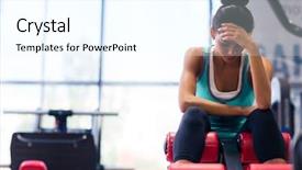  Presentation with exercises - Beautiful PPT layouts featuring tired sports woman sitting backdrop and a cool aqua colored foreground