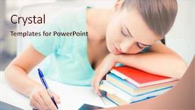  Presentation with tired - Presentation design featuring tired student sleeping on stock background and a lemonade colored foreground