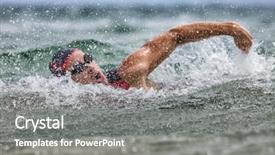  Presentation with professional training - Colorful PPT layouts enhanced with tired swimmer swimming in ocean backdrop and a gray colored foreground