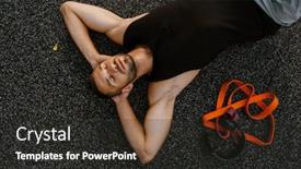  Presentation with tired - Presentation theme featuring tired-white-muscular-sportsman-resting background and a  colored foreground