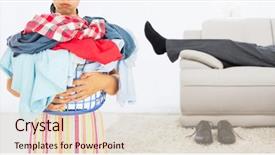  Presentation with laundry room - Theme featuring tired woman holding full laundry background and a lemonade colored foreground